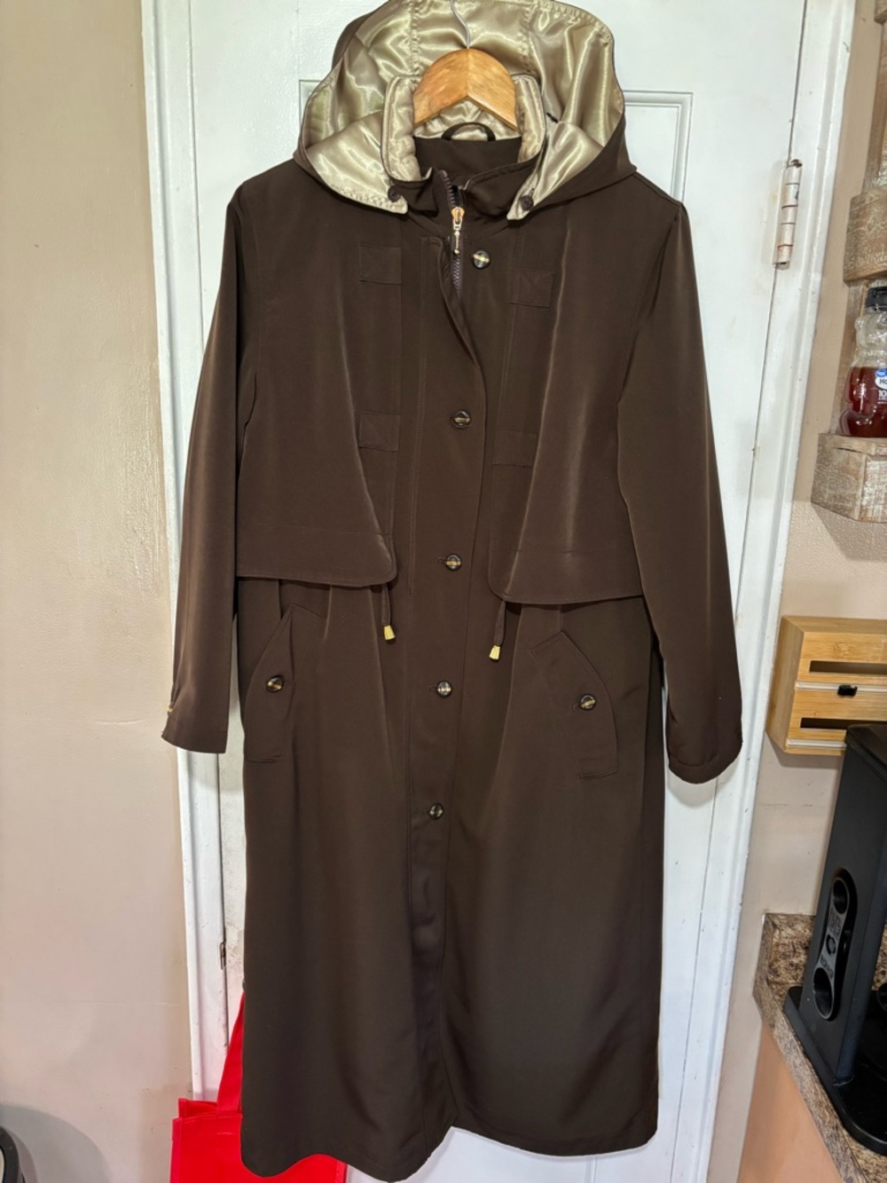 FLEET STREET Women’s Long Brown Hooded Coat.